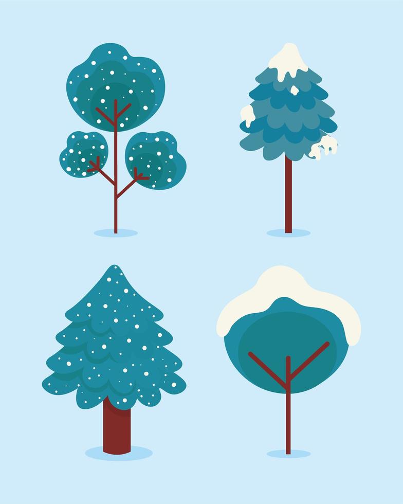 conjunto de árvores de inverno vetor