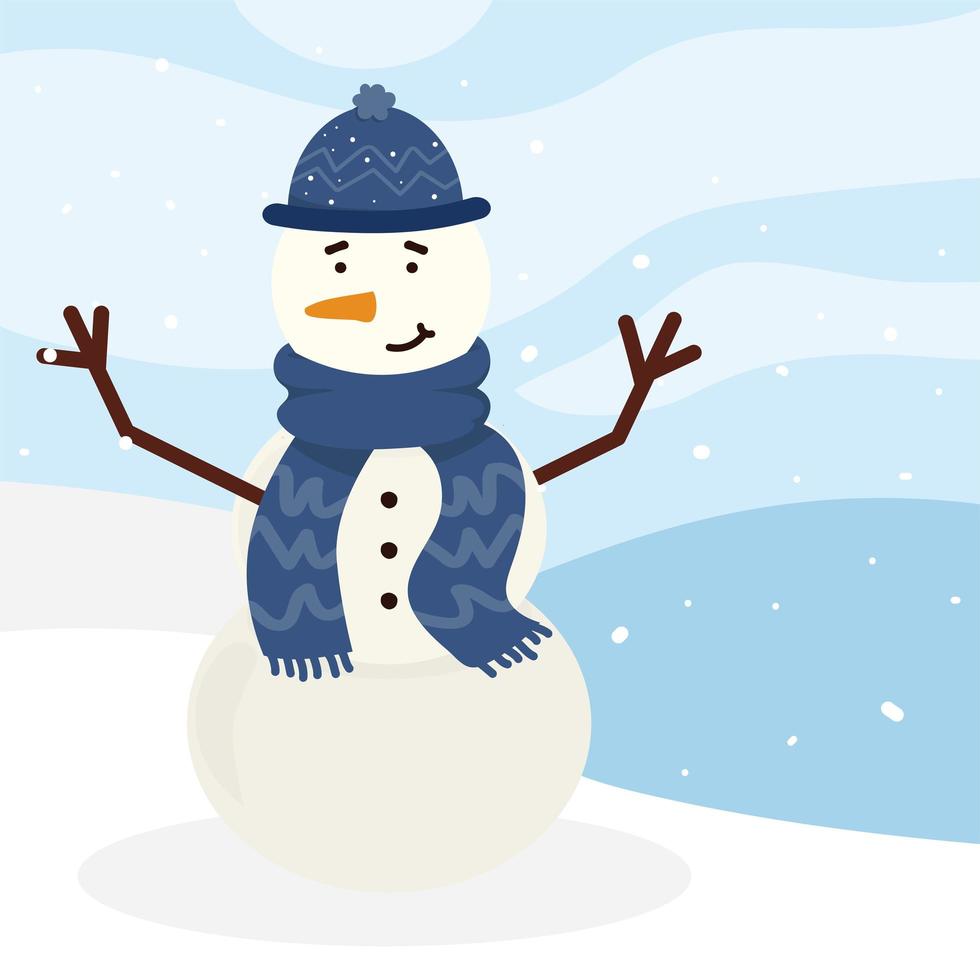 boneco de neve feliz neve vetor