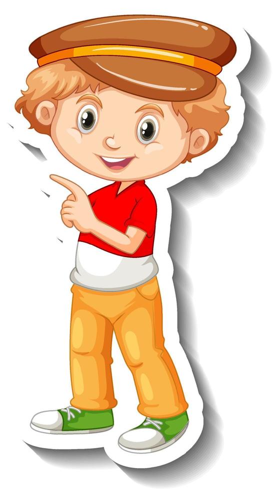 adesivo de personagem de desenho animado de menino de cabelo loiro vetor