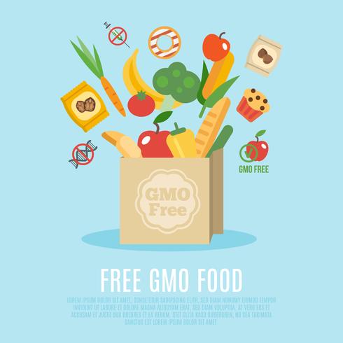 conceito de livre de OGM plana vetor
