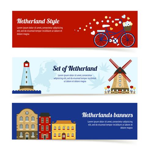 Banners Horizontais Holanda vetor