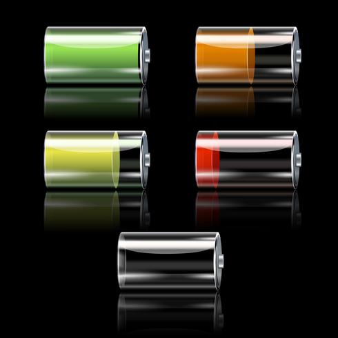Conjunto de bateria com diferentes níveis de carga vetor