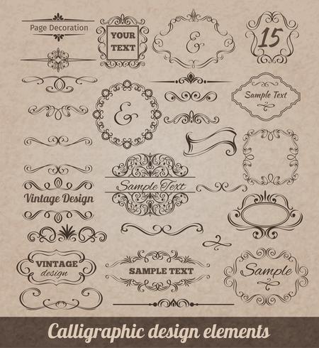 Elementos de design caligráfico vetor