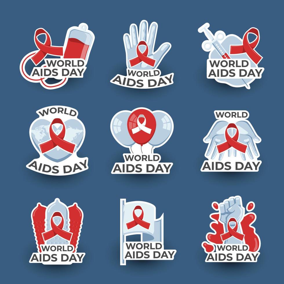 coleção de adesivos do dia mundial da aids vetor