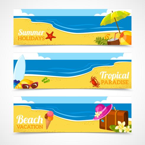 Banner conjunto de praia de verão vetor