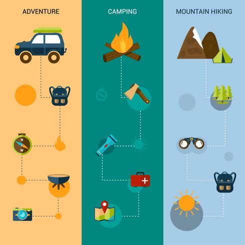 Camping Banners verticais vetor