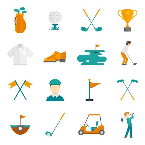 Conjunto de ícones de golfe vetor