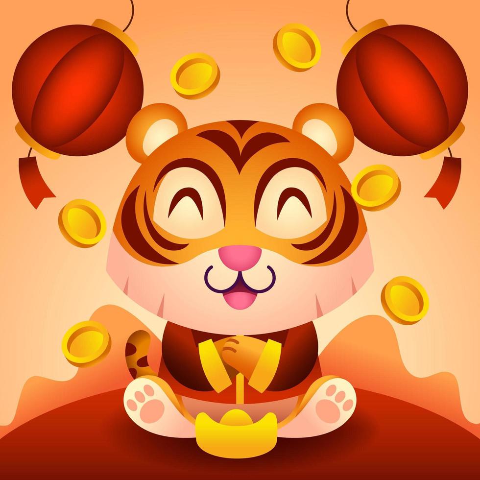 personagem tigre fofo no conceito de ano novo chinês vetor