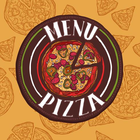 menu de desenho de pizza vetor