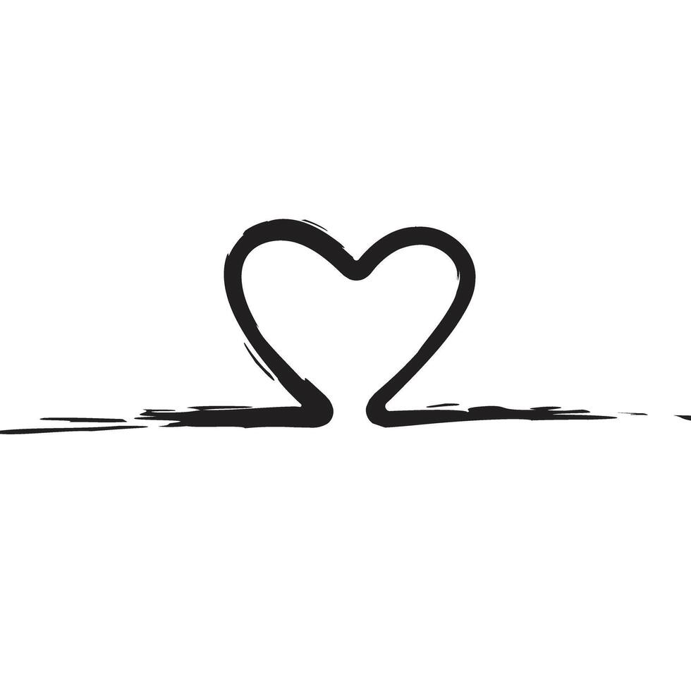 escova texturizado desenhando coração, mão desenhado minimalista ilustração vetor