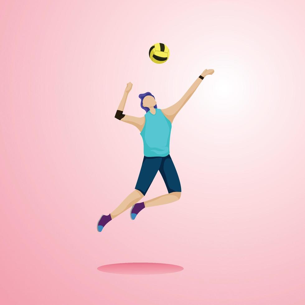 ilustração gráfica de vetor de um homem alto fazendo uma tacada no voleibol, adequada para uma ferramenta prática em um livro que descreve o aprendizado do voleibol, bem como um elemento de design