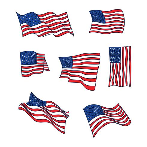 Bandeiras americanas rabiscadas vetor