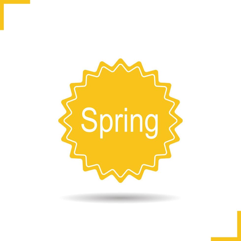 ícone de adesivo de primavera. soltar o símbolo da silhueta de sombra. emblema de primavera. ilustração isolada do vetor