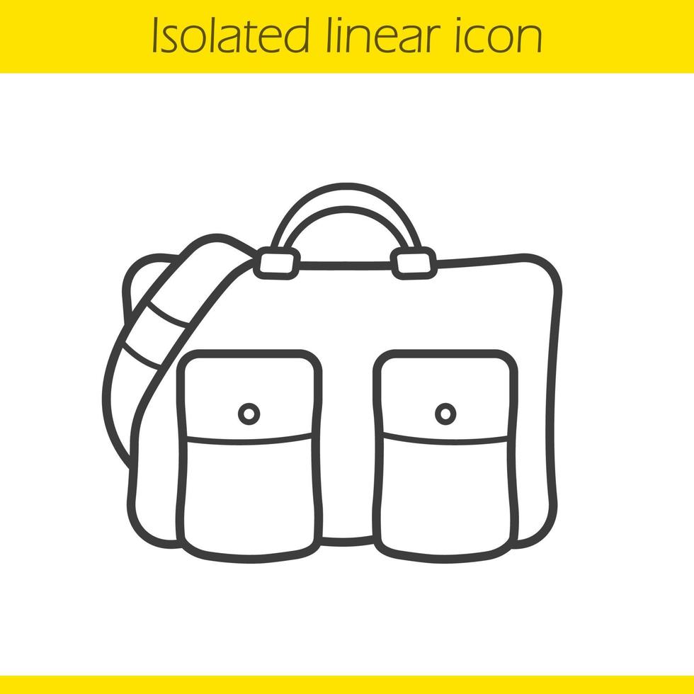 ícone linear de bolsa. ilustração de linha fina de acessório de viagem de negócios masculina. símbolo de contorno de bolsa masculina. desenho de contorno isolado de vetor