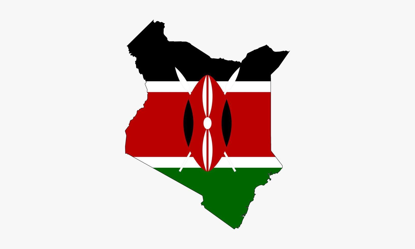 desenho de vetor de bandeira de mapa do Quênia em fundo branco