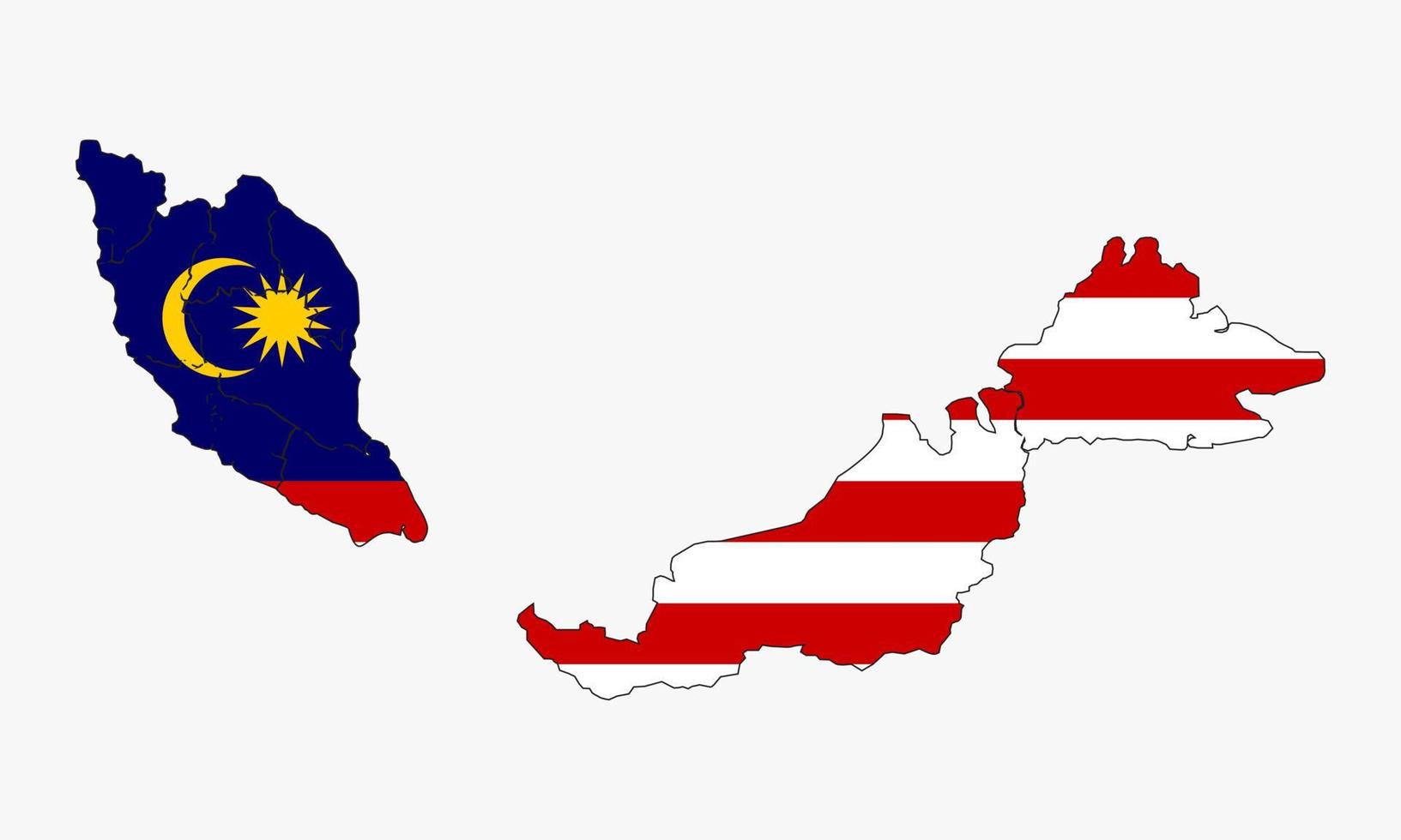 desenho vetorial de mapa da Malásia em fundo branco vetor
