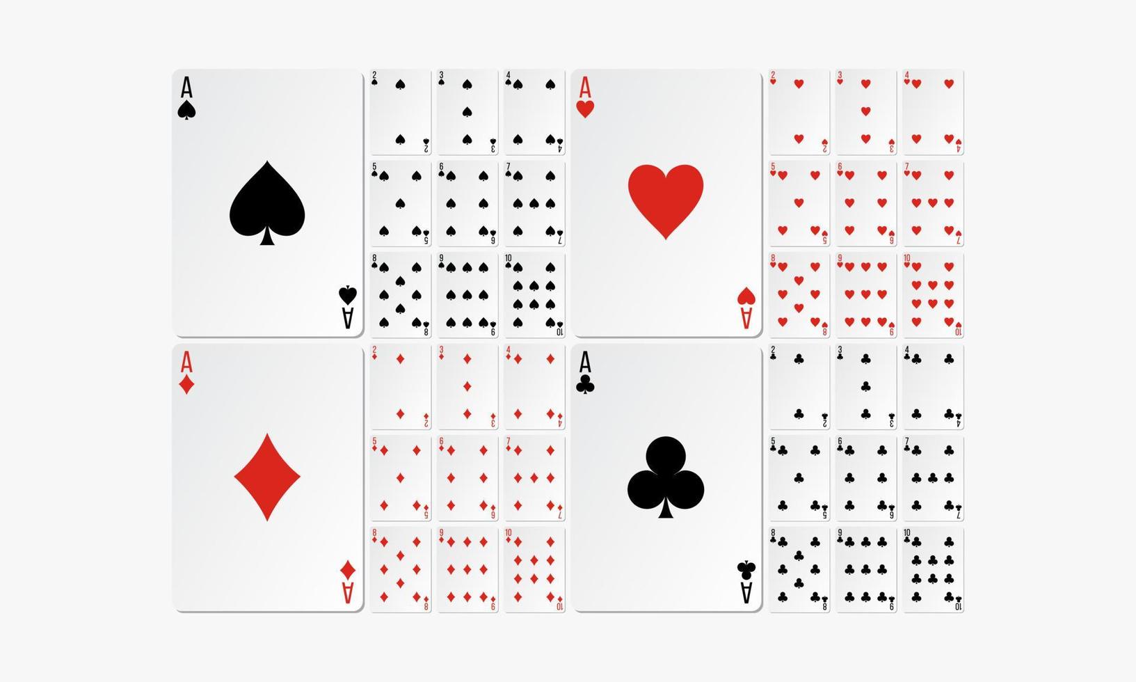 naipe de cartas de baralho. conjunto de jogo de cartas. ilustração vetorial. vetor