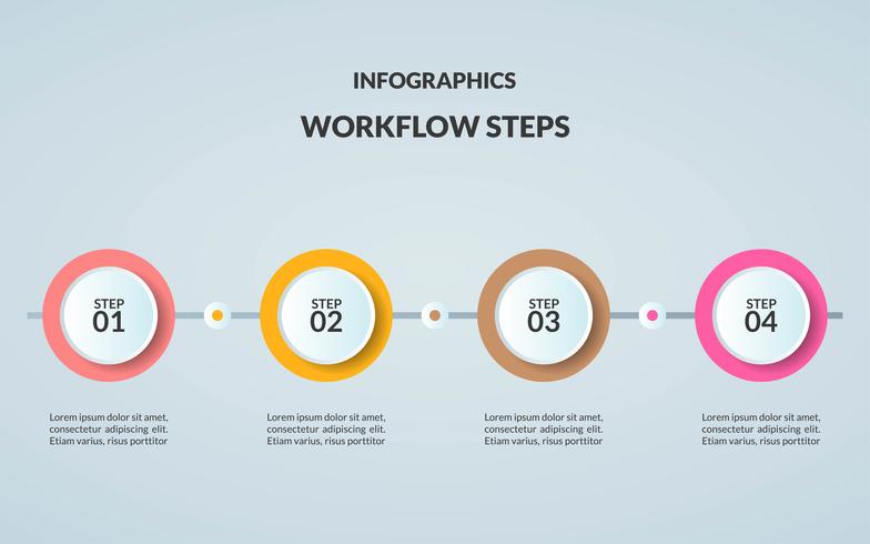 Modelo de infográfico de pôster de diagrama de etapa ou fluxo de trabalho vetor