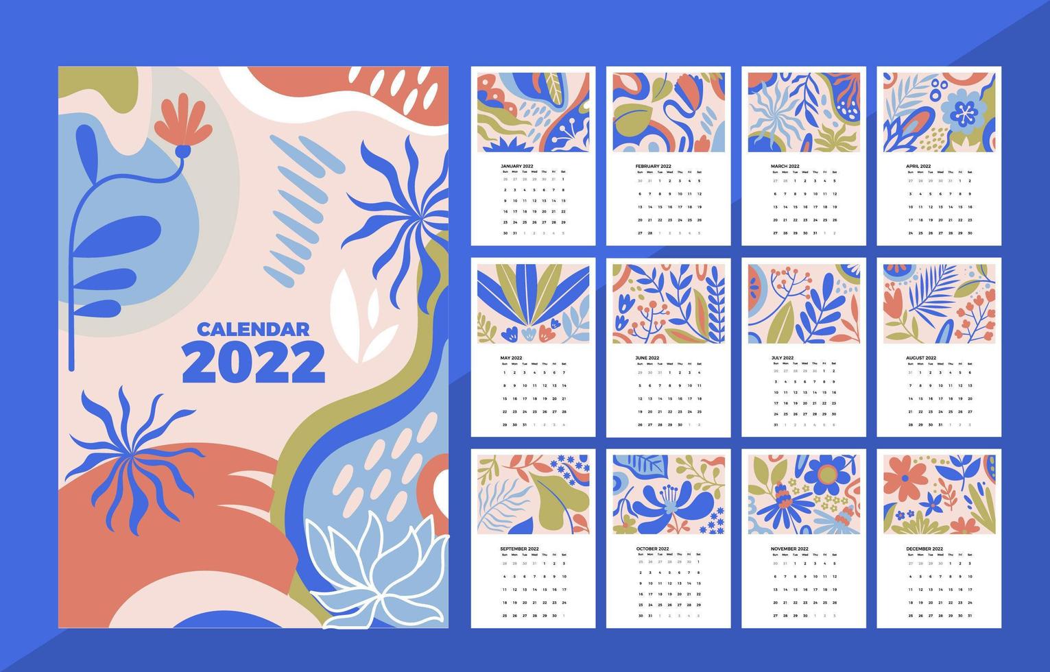 lindo modelo de calendário 2022 vetor