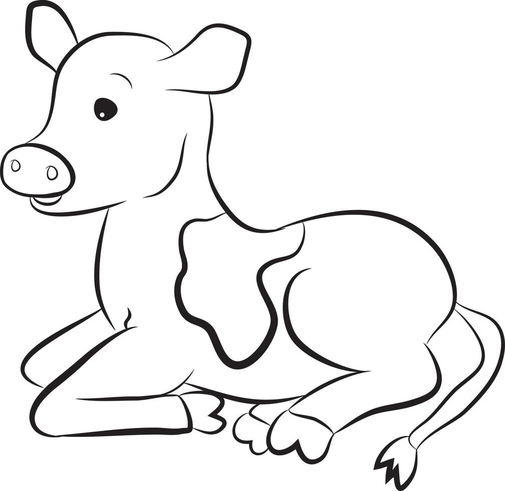 vaca desenho animado preto e branco vetor