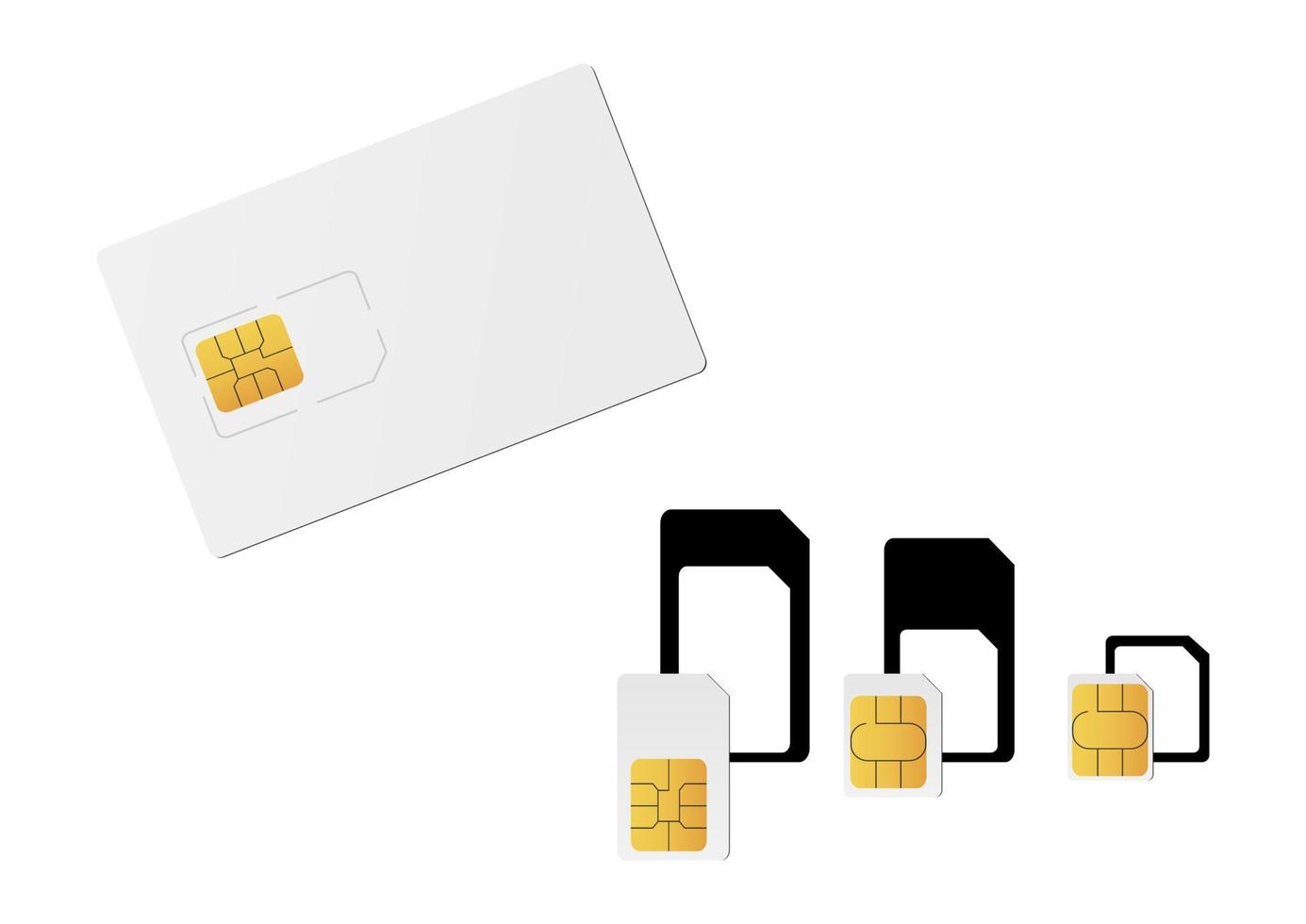 tipos de cartão SIM móvel definidos para gráficos vetoriais. sim, micro sim, nano sim vetor