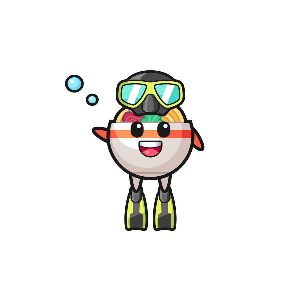 o personagem de desenho animado do mergulhador de macarrão vetor