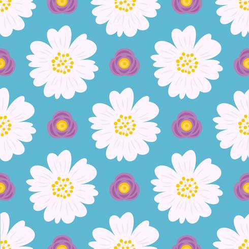 floral padrão sem emenda, design plano para uso como pano de fundo, papel de embrulho ou papel de parede vetor