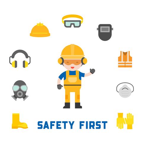 segurança industrial e equipamento de proteção para o trabalhador vetor