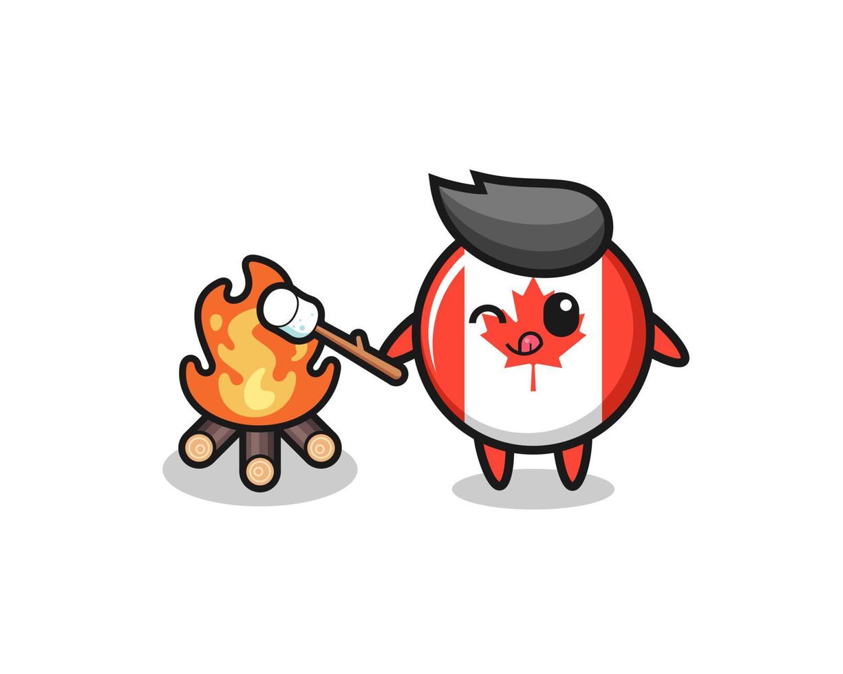 personagem da bandeira do Canadá está queimando marshmallow vetor