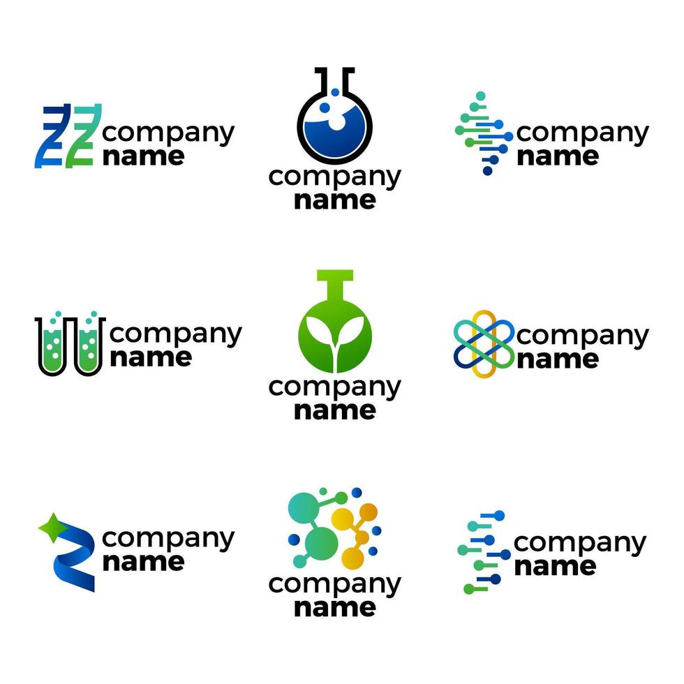 conjunto de logotipo de empresa de ciências vetor