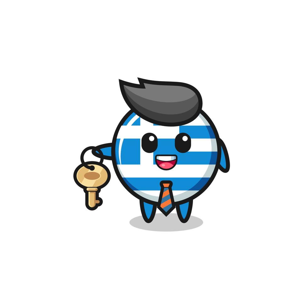 grécia fofa como mascote de corretora imobiliária vetor
