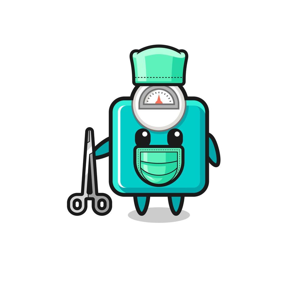 personagem mascote da balança de peso cirurgião vetor