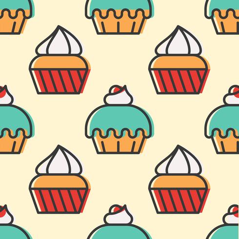 Padrão sem emenda de Cupcake bonito colorido para presente de papel de embrulho vetor