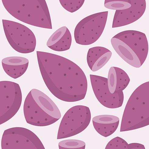 Padrão sem emenda roxo batata doce, design plano para uso como papel de parede vetor