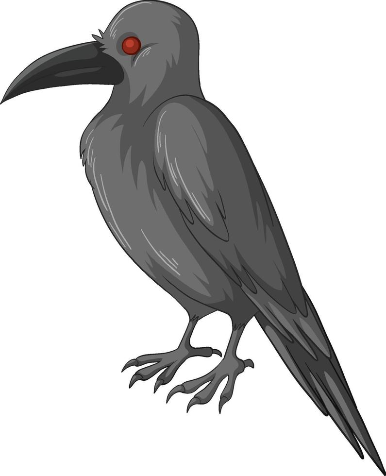 corvo preto isolado no fundo branco vetor