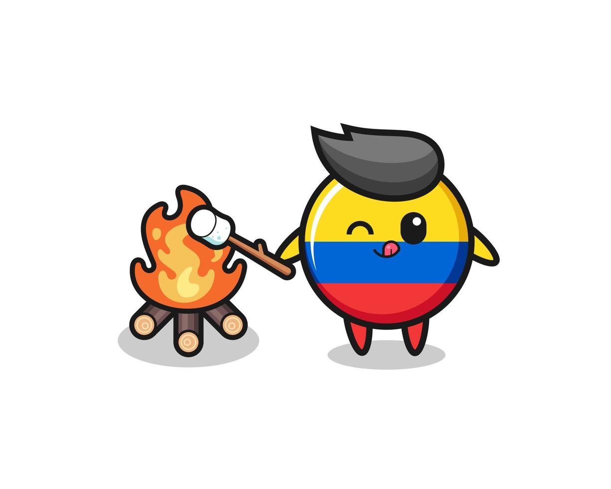 personagem da bandeira da colômbia está queimando vetor