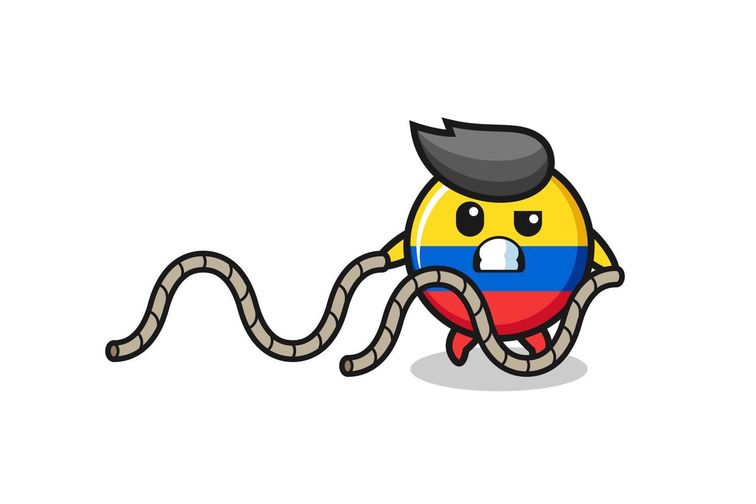 ilustração da bandeira da colômbia fazendo treino de corda de batalha vetor