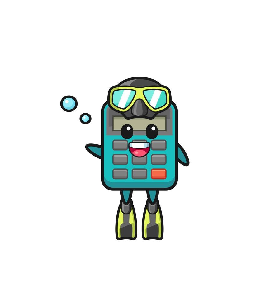 o personagem de desenho animado mergulhador calculadora vetor