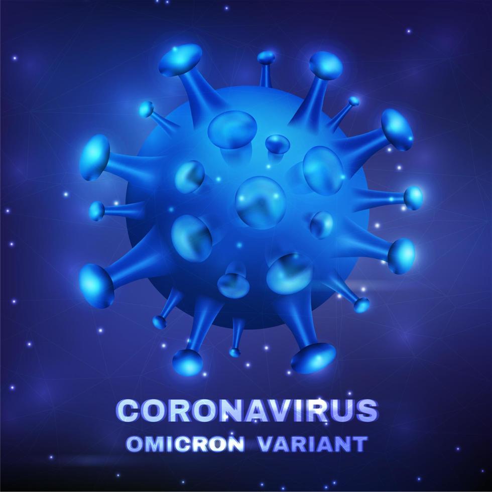 nova variante do coronavírus - omicron. Fundo do vetor covid-10 com células de vírus realistas.