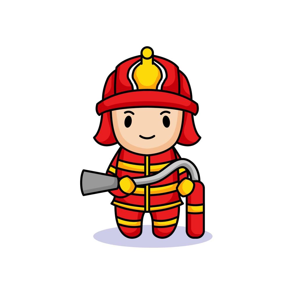 mascote de bombeiro fofo vetor
