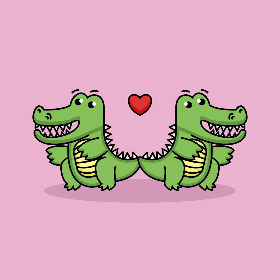 casal de crocodilos namorados vetor