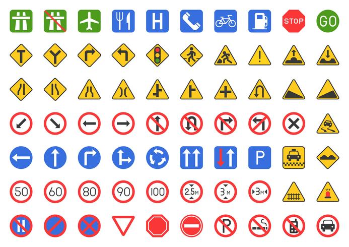 Conjunto de ícones de sinal de trânsito vetor