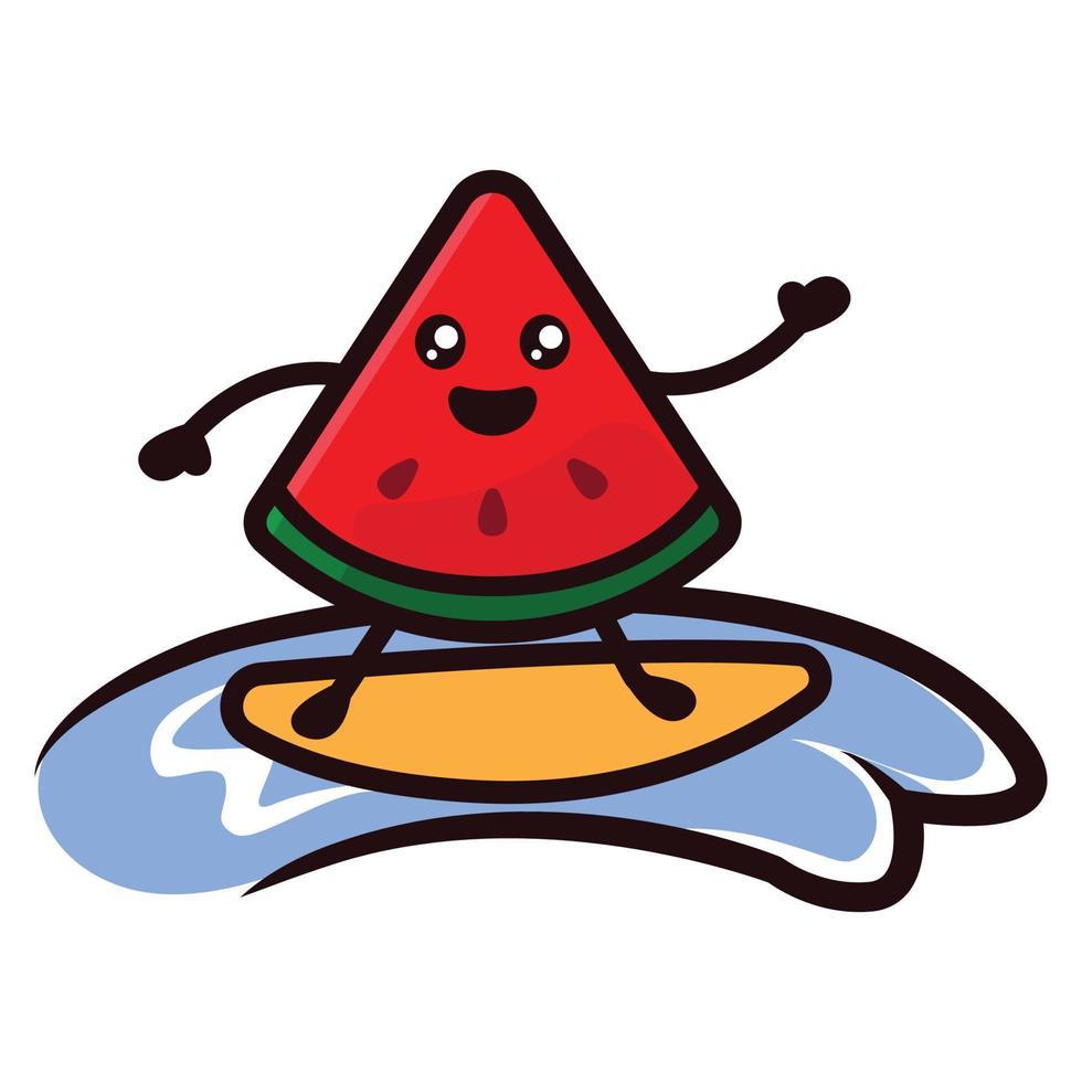 desenho de mascote fofo de melancia vetor