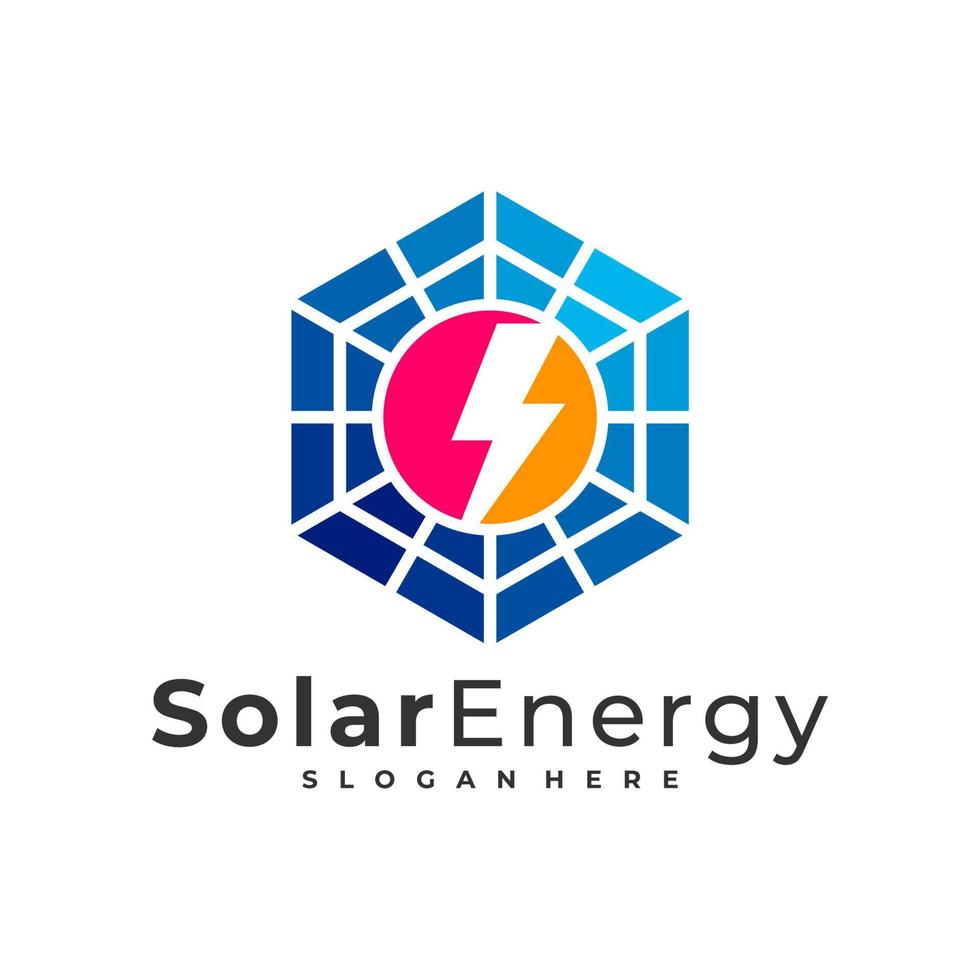 modelo de vetor de logotipo de energia solar, conceitos de design de logotipo de energia de painel solar criativo