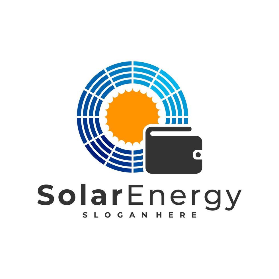 modelo de vetor de logotipo solar de carteiras, conceitos de design de logotipo de energia de painel solar criativo