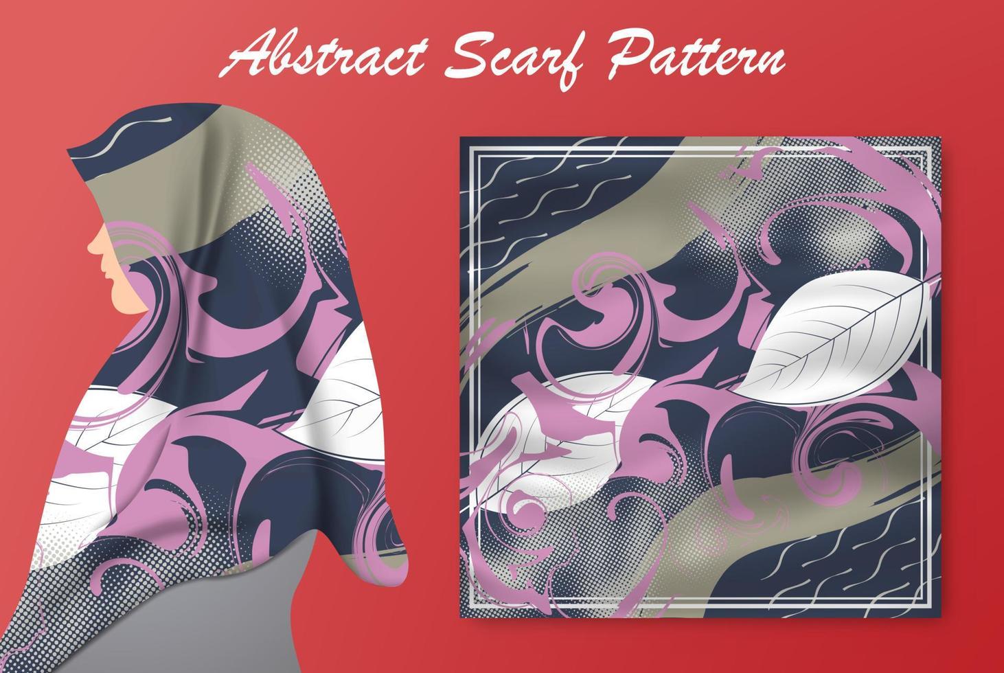 projeto padrão abstrato lenço para a moda hijab. lenço hijab com pincel de tinta e folhas para produção de impressão vetor