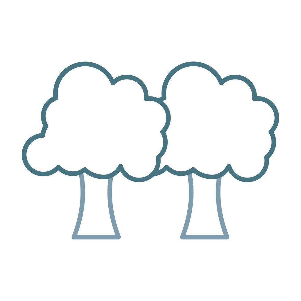 ícone de duas cores de linha de árvores vetor