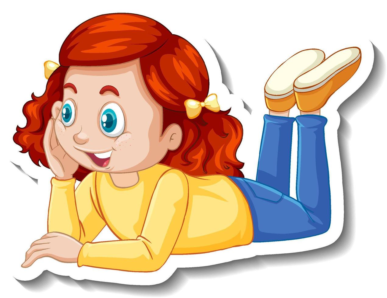 uma garota deitada no chão personagem de desenho animado vetor