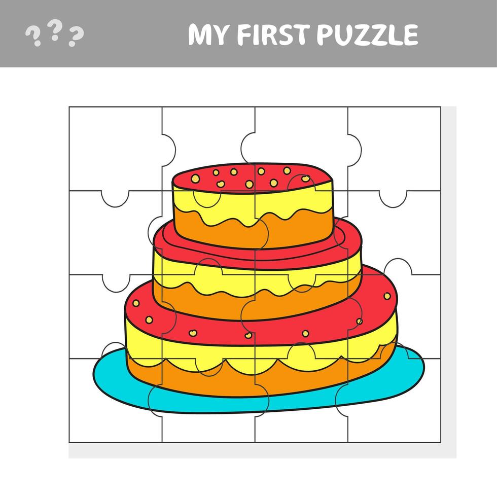 jogo de papel de educação para crianças, bolo doce. meu primeiro  quebra-cabeça. jogo para crianças 4651152 Vetor no Vecteezy