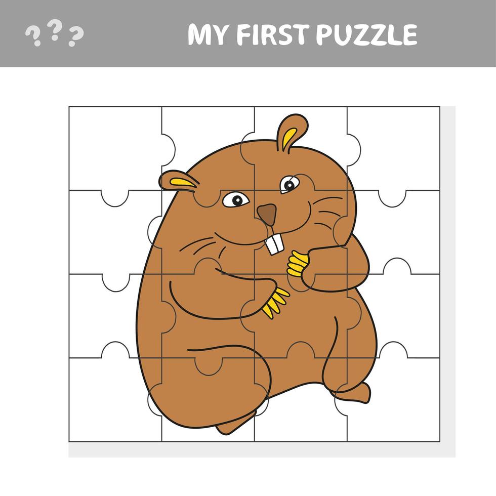 jogo de quebra-cabeça para crianças - hamster animal - vetor de desenho de peças de planilha